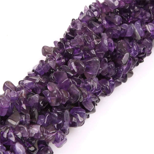 HAAMIIQII 5-8mm Natural Amethyst Chips Beads Crystal Irregular Chip Stones Loose Gemstone Beads for Jewelry Making Strand 30 Inch