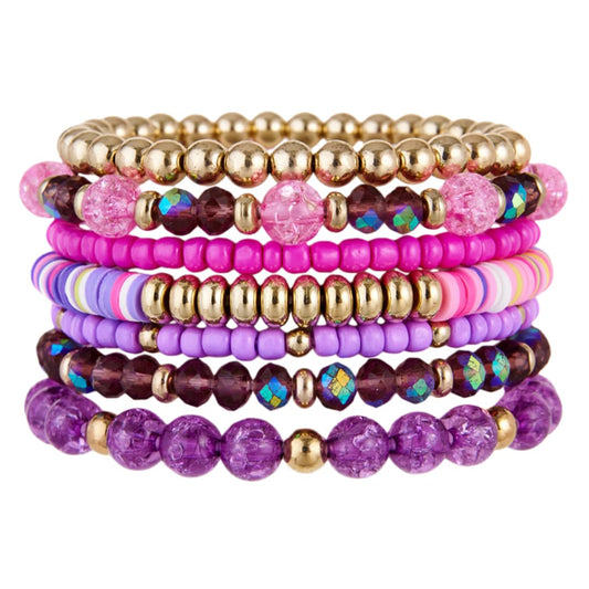 LOTSOF Boho Multilayer Beaded Bracelets Set for Women - Vintage Gold & Brown Stackable Stretch Bracelets, Bohemian Handmade Jewelry for Daily Style & Gifting (Colors)