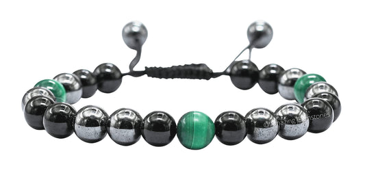 Amazing Gemstone Cancer Fighter Bracelets - Malachite Hematite Black Tourmaline Bracelet Set for Men Women Healing Crystal Gifts for Breast, Lung, Bowel, Prostate Cancer