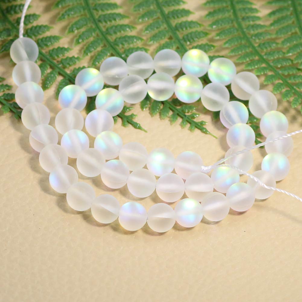 UUYYEO Matte Crystal Glass Beads Mermaid Aurora Moonstone Beads for Jewelry Making 10 mm 100 pcs