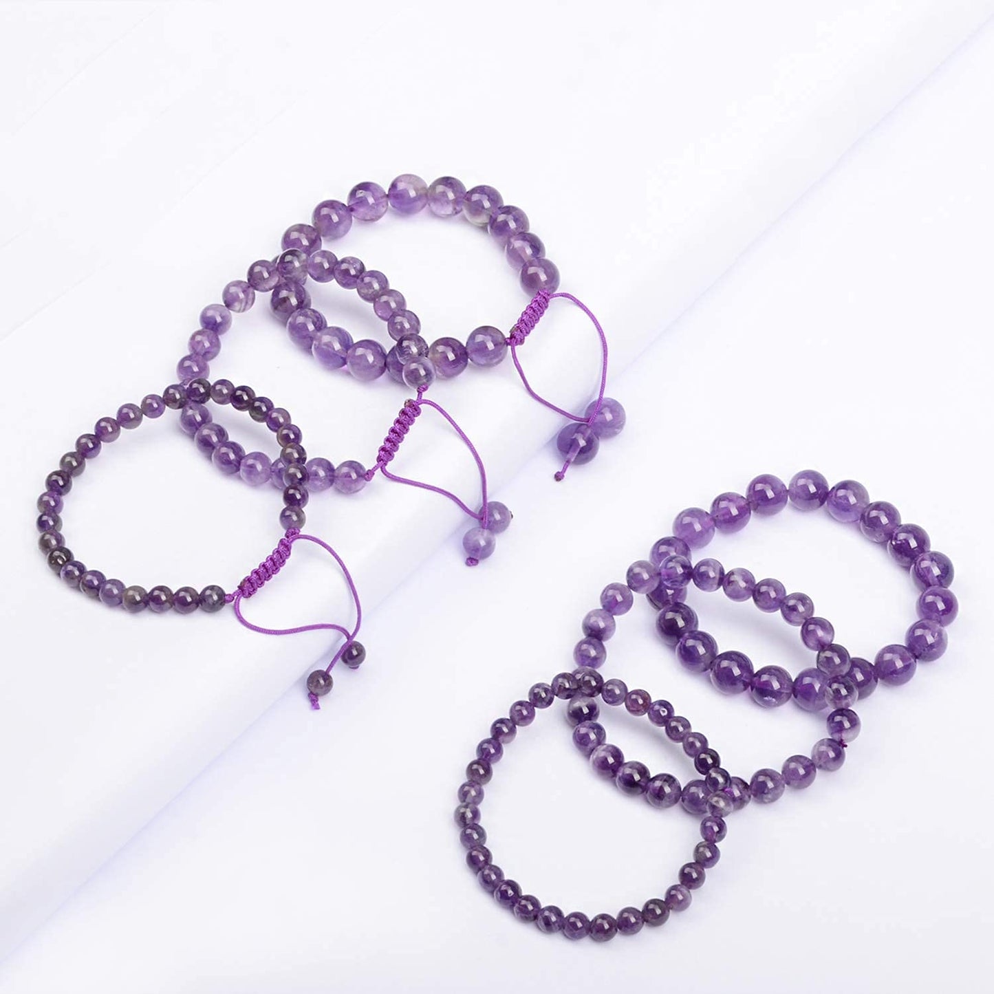 AD Beads Natural Gemstone Round Loose Beads 15" for Bracelet Necklace Earrings Jwelery Making Crafts DIY (8mm, Purple Amethyst)