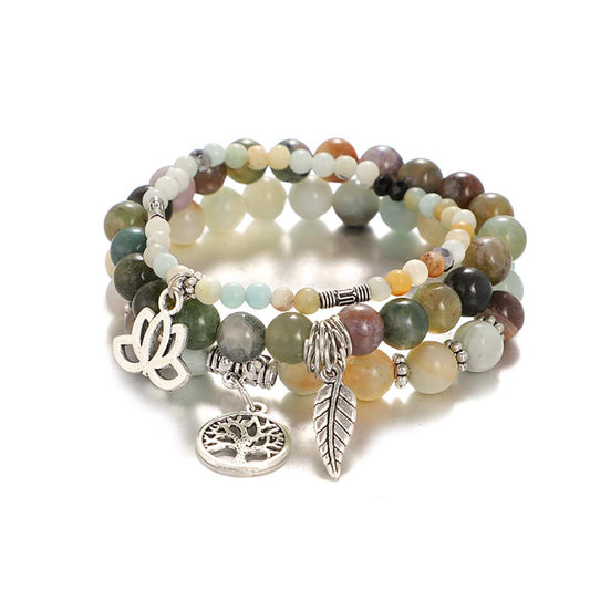 UEUC Tree of Life Yoga Healing Stone Bracelets,Multilayer Lotus Chakra Stone Reiki Bracelet Sets,Anxiety Crystal Natural Stone,for Women Stress Relief