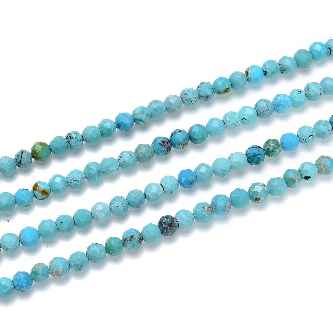 Adabele 15 Inch Natural Green Turquoise Healing Gemstone 3mm (0.12 Inch) Tiny Small Faceted Round Loose Beads Stone Spacer (105-115pcs) for Craft Jewelry Making GK3-15