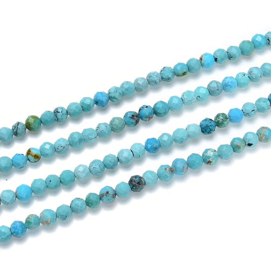 Adabele 15 Inch Natural Green Turquoise Healing Gemstone 3mm (0.12 Inch) Tiny Small Faceted Round Loose Beads Stone Spacer (105-115pcs) for Craft Jewelry Making GK3-15