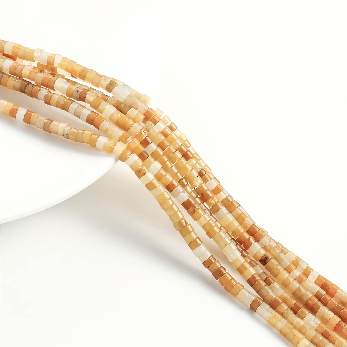 Natural Yellow Jade Stone Spacer Beads 4x2mm 38cm/str Flat Round Loose Semi Gemstone Caps for Making Bracelets Necklace