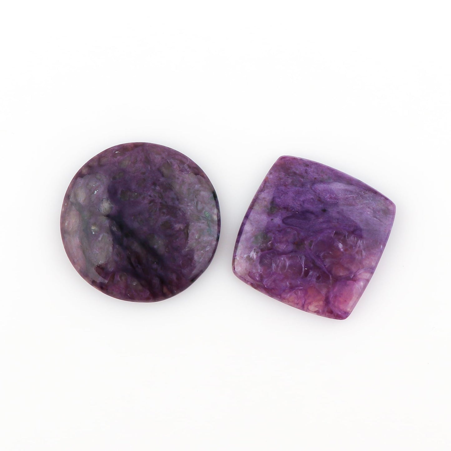 CRYSTALIS Wholesale Natural Charoite Loose Gemstone Bulk Cabochons Jewelry Making Supply, Chakra Healing Polished Stones, Wire Wrapping, DIY, Gem Collection, 2pcs, 25mm+