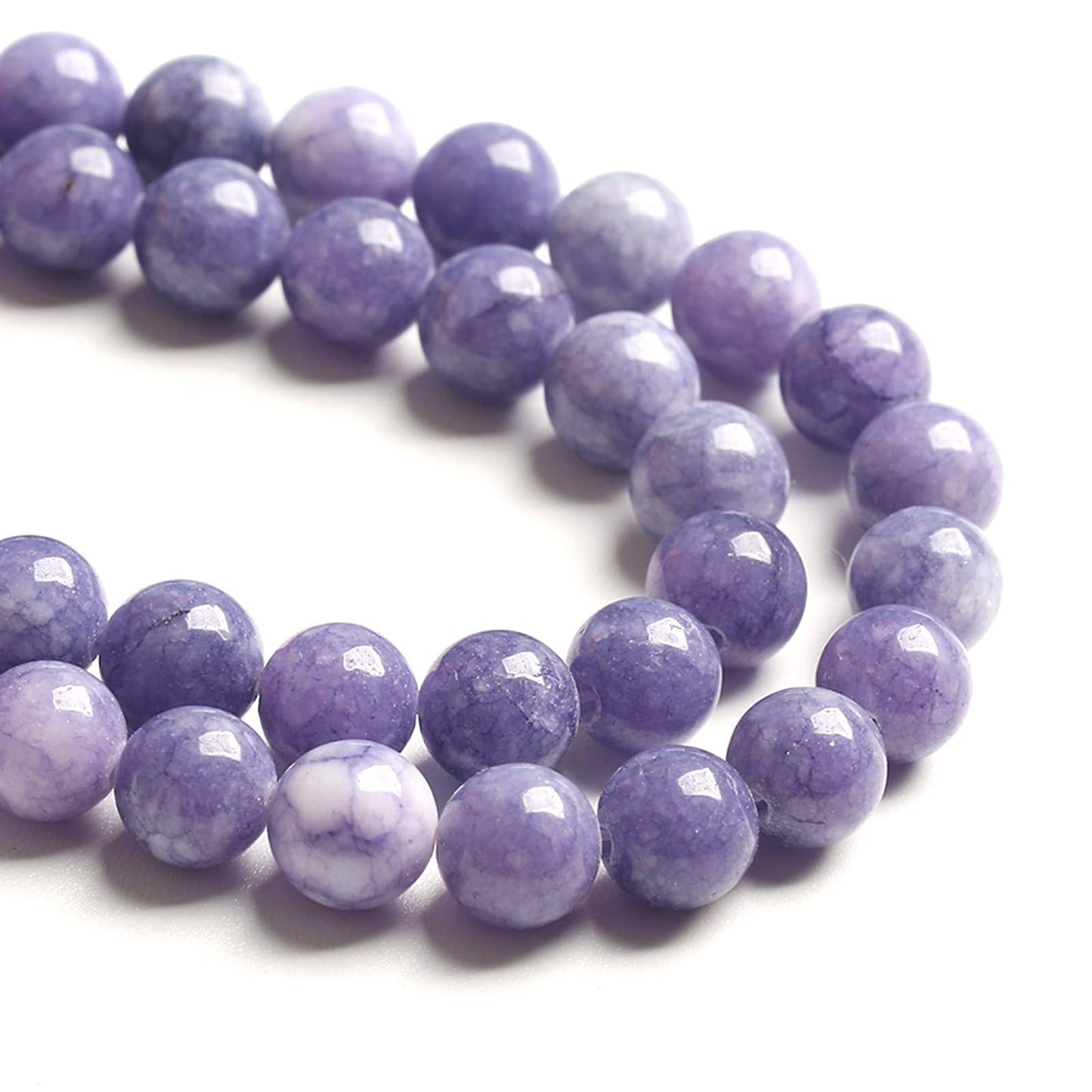 8MM 46PCS Lavender Purple Chalcedony Stone Loose Beads for Jewelry Making DIY Bracelet Necklace