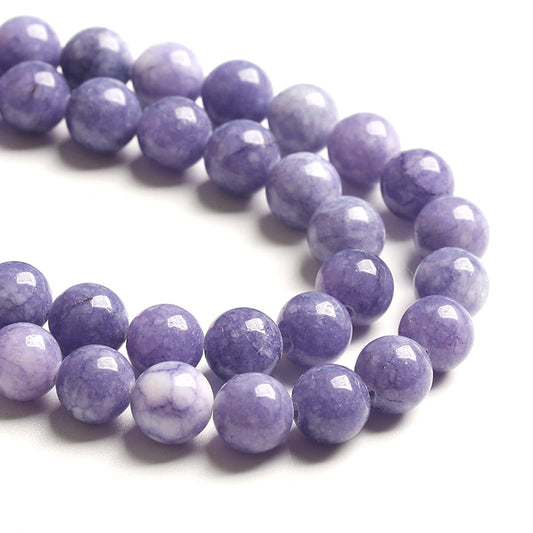 10MM 38PCS Lavender Purple Chalcedony Stone Loose Beads for Jewelry Making DIY Bracelet Necklace