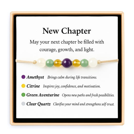 TLOEP New Chapter Crystal Bracelet, Graduation Gift for Women Men, Inspirational New Beginning Bracelet with Meaning Card, Gift for Daughter, Friend, Student, High School College Grad