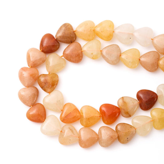 Natural Heart Shaped Yellow Aventurine Stone Beads 10mm Loose Crystal Healing Beads for DIY Necklace Bracelet Making Gemstone Craft Supplies