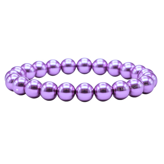 Amazing Gemstone Crystal Bracelet for Women Men's Gifts - Protection Healing Crystal Bracelet - 8mm Gemstone Beaded Stretchable Bracelet Pulseras Para Hombres Mujer Stocking Stuffers Mothers Day Gift (Lavender Pearl)