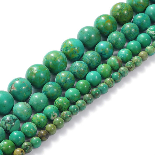 Natural Stone Beads 10mm Green Turquoise Gemstone Round Loose Beads Crystal Energy Stone Healing Power for Jewelry Making DIY,1 Strand 15"