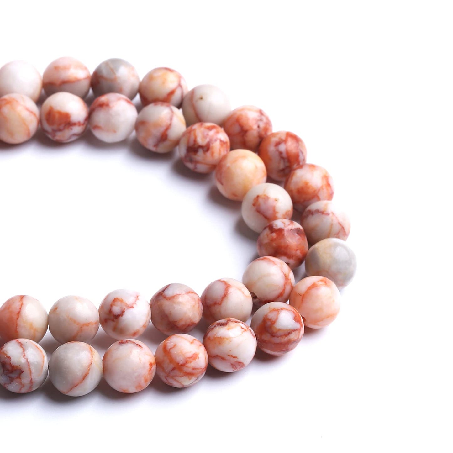 10MM 38PCS Natural Stone Red Network Jasper Loose Beads for Jewelry Making DIY Bracelet