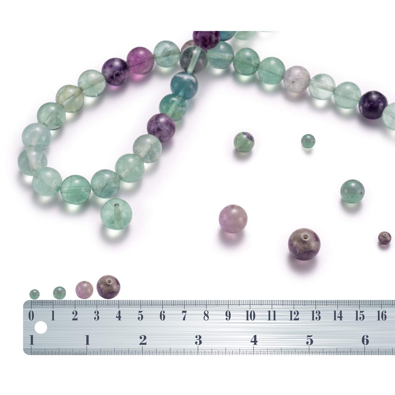 BEADIA Natural Fluorite Stone Round Loose Semi Gemstone Beads for Jewelry Making 8MM 44PCS