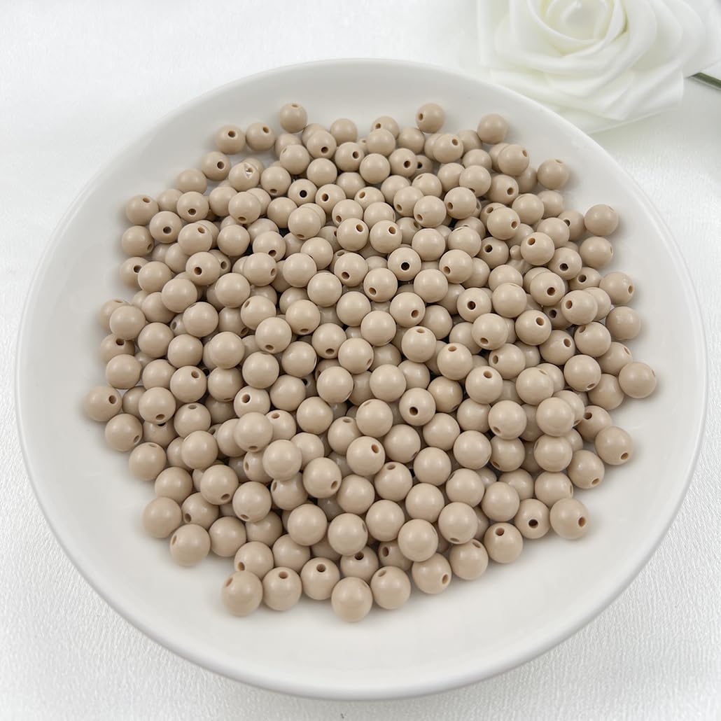 Mulutoo 1000 Pieces 6MM Acrylic Round Beads - Light Brown