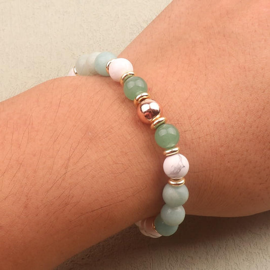 KSQS Healing Stone Bead Bracelet for Women, Natural Gemstones Balance Protection Bracelet, Spiritual Crystal Beads Bracelet Anxiety Relief with Meaning Card(#40)