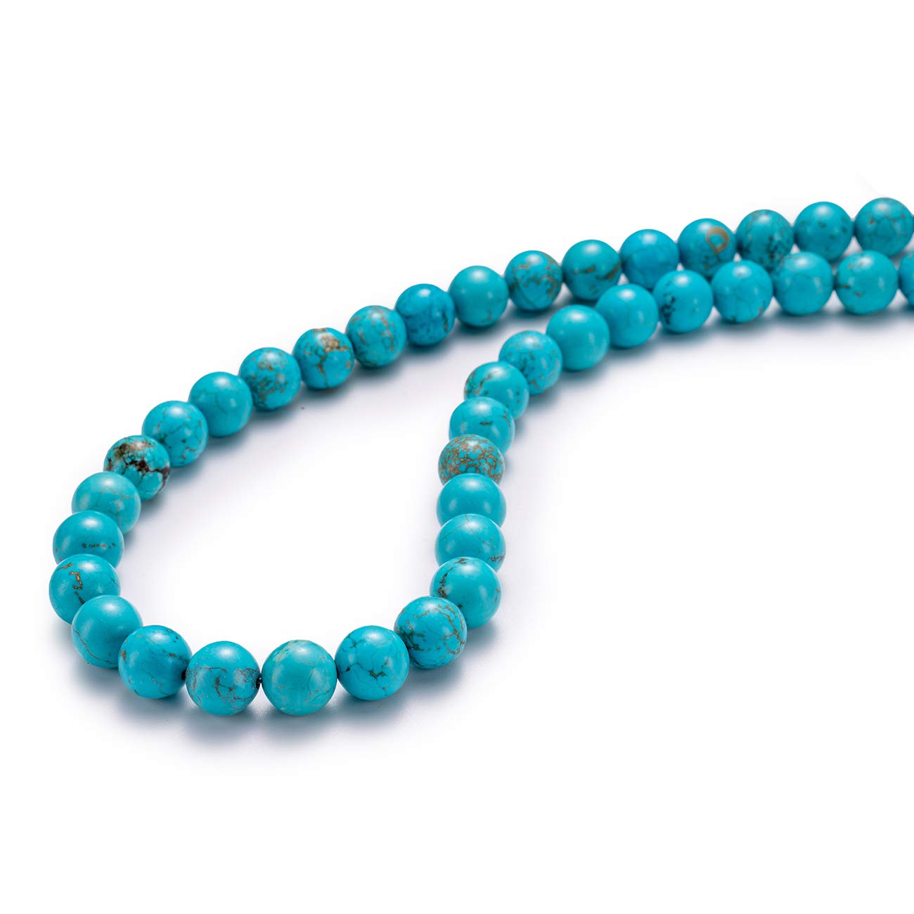 BEADIA Natural Blue Turquoise Stone Round Loose Semi Gemstone Beads for Jewelry Making 8MM 44PCS