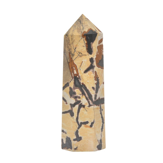 Large Chinese Painting Jasper Gemstone Crystal Pointed Hexagonal Tower Reiki Chakra Faceted Prism Wand Stone Home Decor