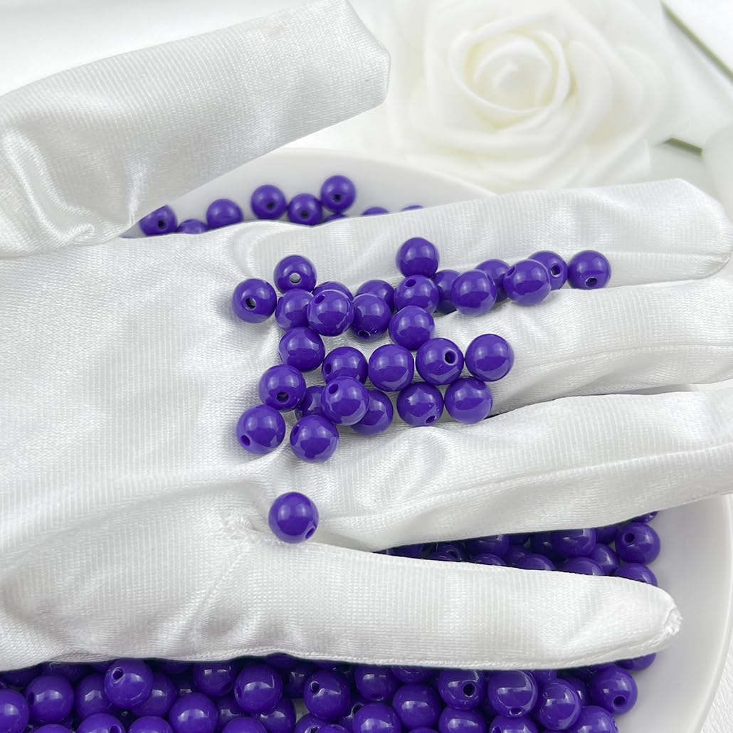 Mulutoo 120Pieces 12MM Acrylic Round Beads Round Acrylic Balls Chunky Beads Smooth Spacer Plastic Pastel Beads Craft Beads for Necklace and Bracelet Making Crafting Supplies(187-deep Purple)