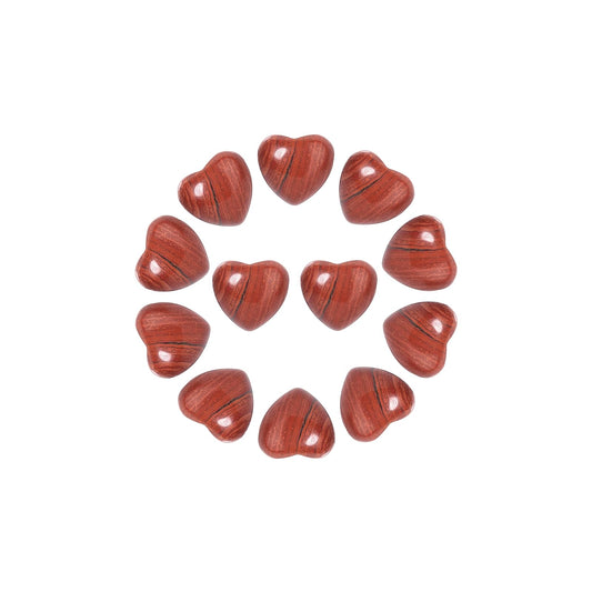 Yochus 5pcs Red Jasper Natural Heart Stone Beads，12mm Healing Energy Gemstone for Jewelry Making Earring Necklace DIY