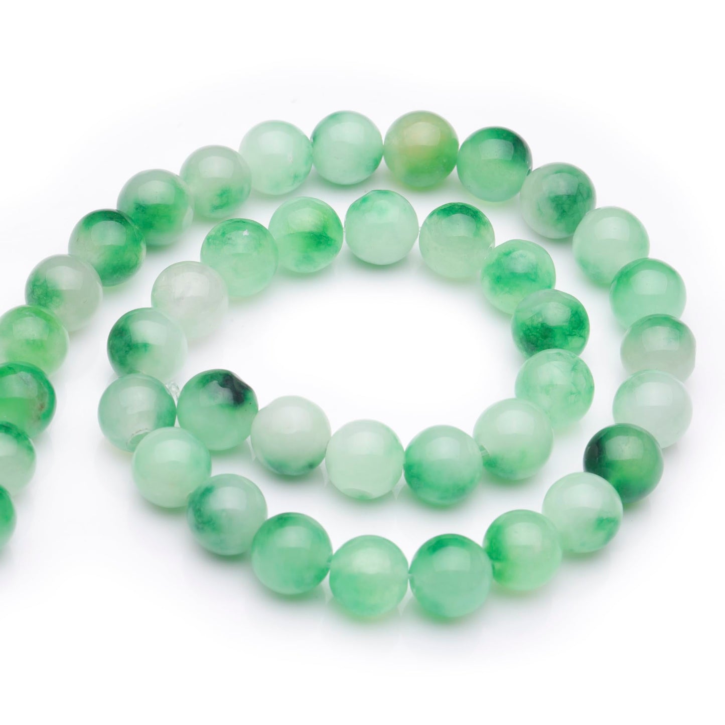 Youngbling Natural Gemstone Beads for Jewelry Making,10mm Green Flower Jade Polished Round Smooth Stone,Genuine Real Stone Red Beads for Bracelet Necklace 15 Inch(Green Flower Jade,10mm)
