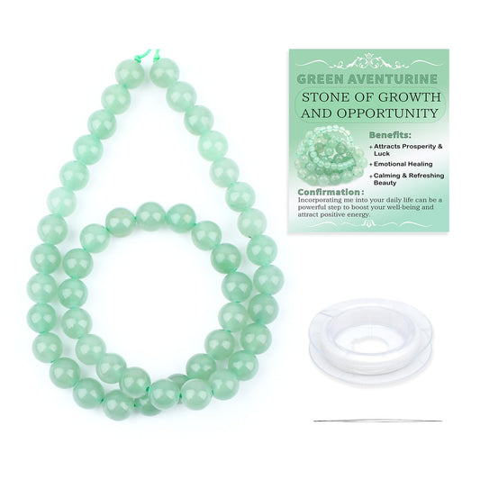 CMBYN Natural Stone Beads Round Genuine Real Stone Beading Strand Loose Gemstones DIY Smooth Bead for Bracelet Necklace Earrings Jewelry Making (Green Aventurine, 8mm 45 Pieces)