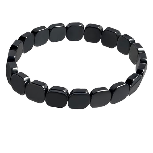 JUNHAOLIU Hematite Bracelet for Men Natural Stone Energy Beaded Stretch Bracelet Healing Crystal Jewelry Gift for Him Boyfriend Husband (Hematite Bracelet A+)