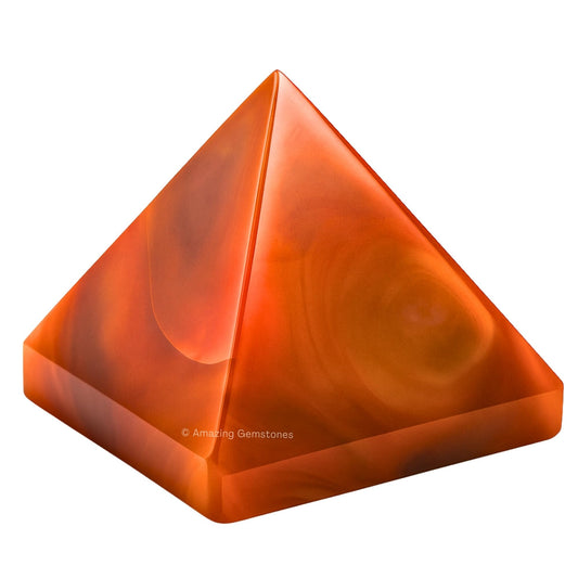 X Pyramid Crystal Healing Stones - 1.5" Great Pyramid Figurine of Natural Stone Pyramid for Meditation, Reiki, Chakra Balancing and Crystal Pyramids Grid (Carnelian)