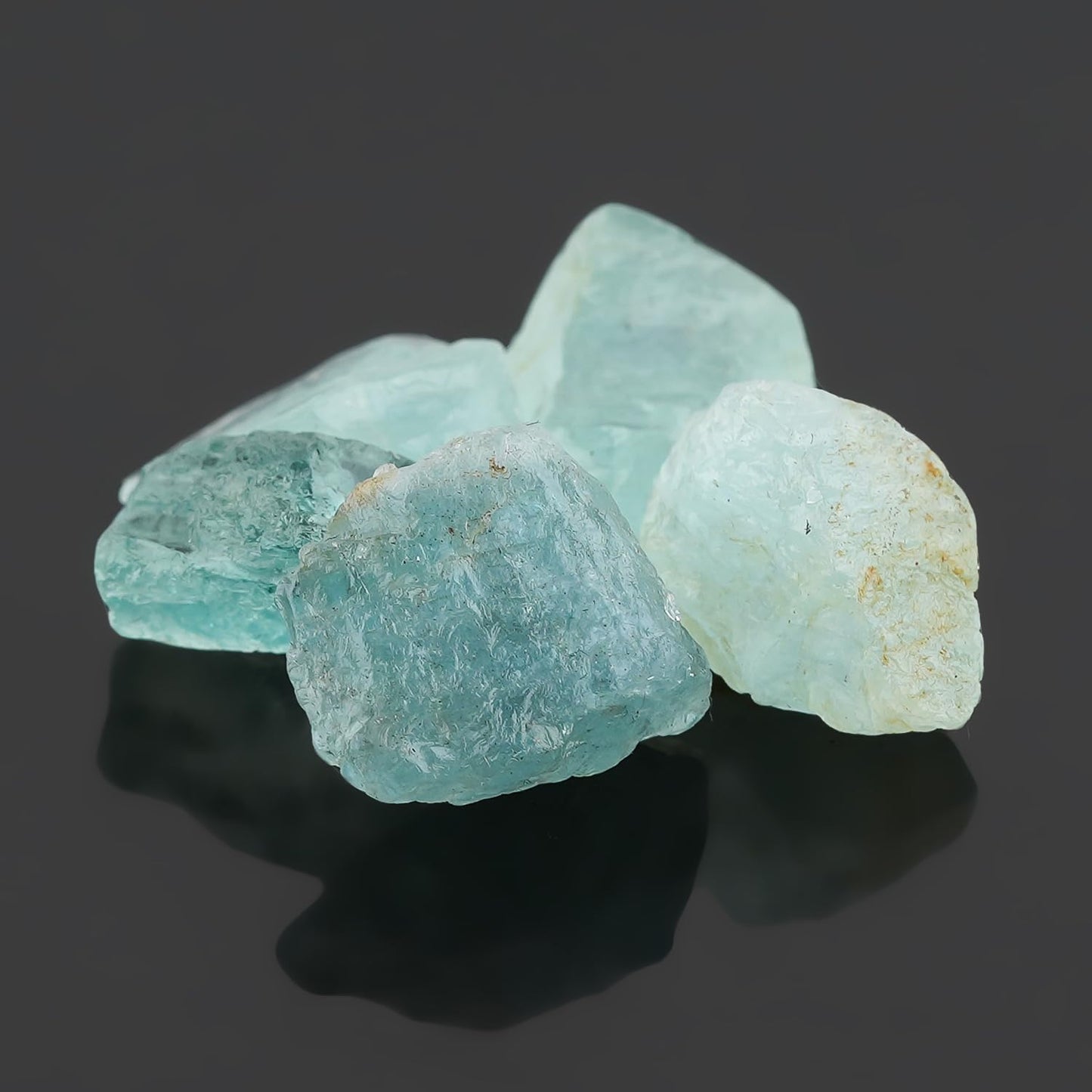 CRYSTALINES (5pcs) Natural Raw Blue Aquamarine Gemstones, Wholesale Rough Crystals, DIY Crafts-Jewelry Making, Bulk Loose Stones Supplies, Wire Wrapping, March Birthstone, Gem Collection