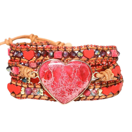 ZOSOJONA Women Wrap Bracelet Boho Natural Jasper Crystal Stone Beads Strand Bracelets