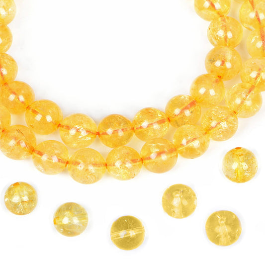 AD Beads Natural Gemstone Round Loose Beads 15" for Bracelet Necklace Earrings Jwelery Making Crafts DIY (10mm, Citrine Crystal)