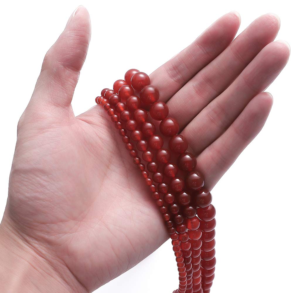 BEADIA Natural Red Agate Stone Round Loose Semi Gemstone Beads for Jewelry Making 6MM 61PCS