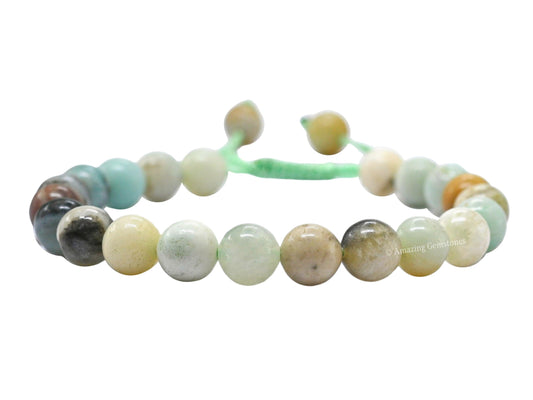 Amazing Gemstone Max Amazonite Bracelet for Women Men's Gifts - Protection Healing Crystal Bracelet - 8mm Gemstones Beaded Adjustable Bracelet Pulseras Para Hombres Mujer Stocking Stuffers