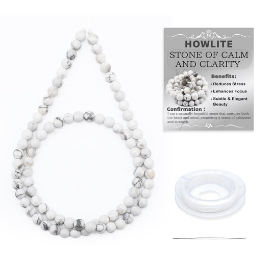 CMBYN Natural Stone Beads Round Genuine Real Stone Beading Strand Loose Gemstones DIY Smooth Bead for Bracelet Necklace Earrings Jewelry Making (Howlite, 4mm 90 Pieces)