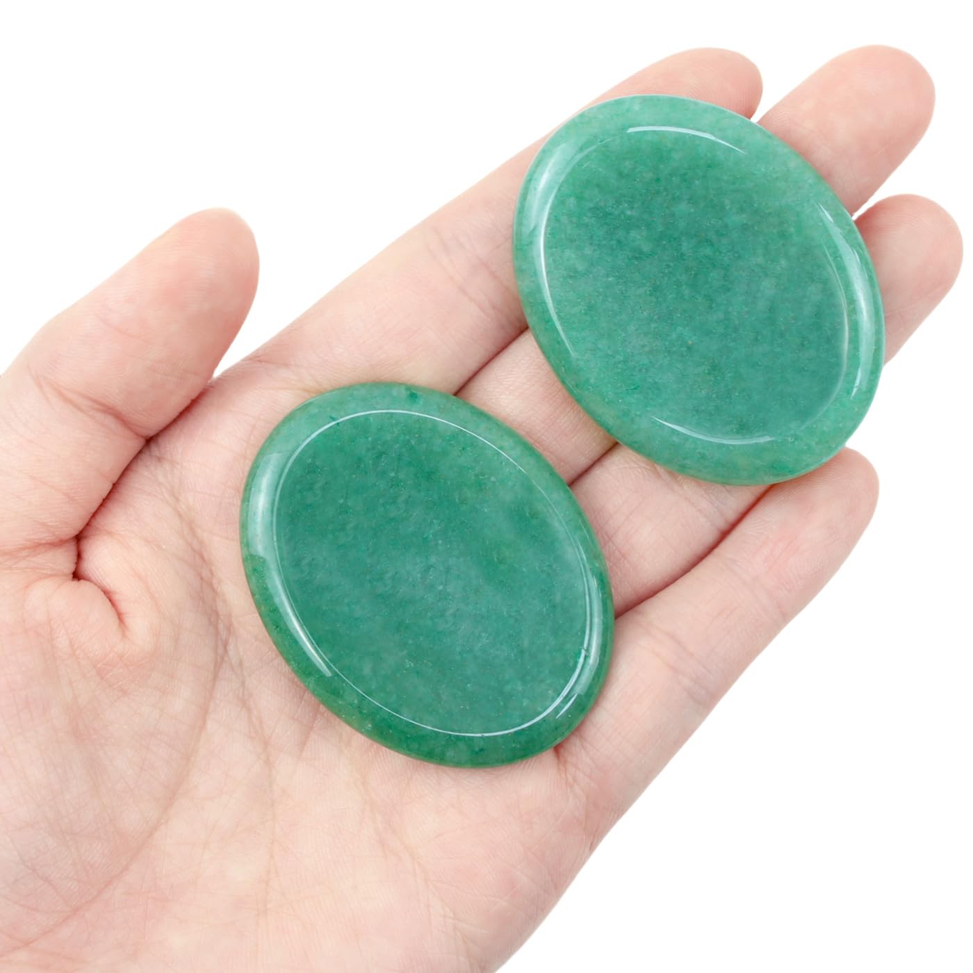 NUKAYAI Thumb Worry Stone Green Aventurine Crystal Trinkets Crystals and Healing Stones Oval Natural Fidget Meditation Accessories Gemstones Reiki Pocket Palm Tiny Anxiety Relief Items for Women Men