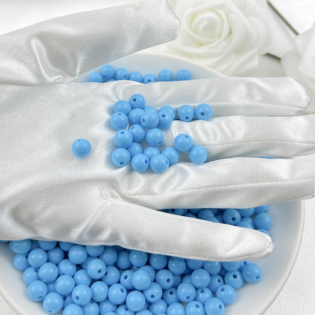 Mulutoo 120Pieces 12MM Acrylic Round Beads Round Acrylic Balls Chunky Beads Smooth Spacer Plastic Pastel Beads Craft Beads for Necklace and Bracelet Making Crafting Supplies(189-sky Blue)