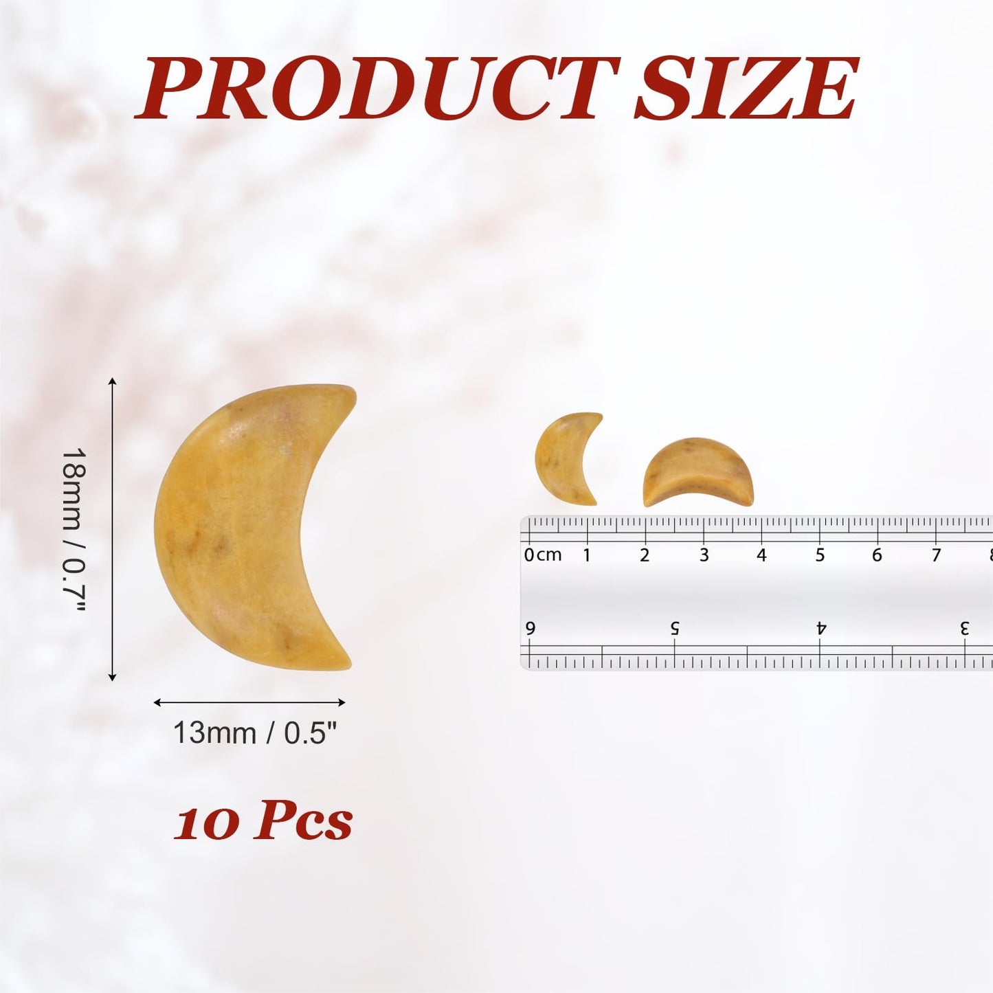 MECCANIXITY 10 Pcs Moon Crystal Worry Stone, 0.5 Inch Length Natural Yellow Stone Moon Gemstone Bulk, Carved Pocket Stones for Meditation Balancing Pendant Decor