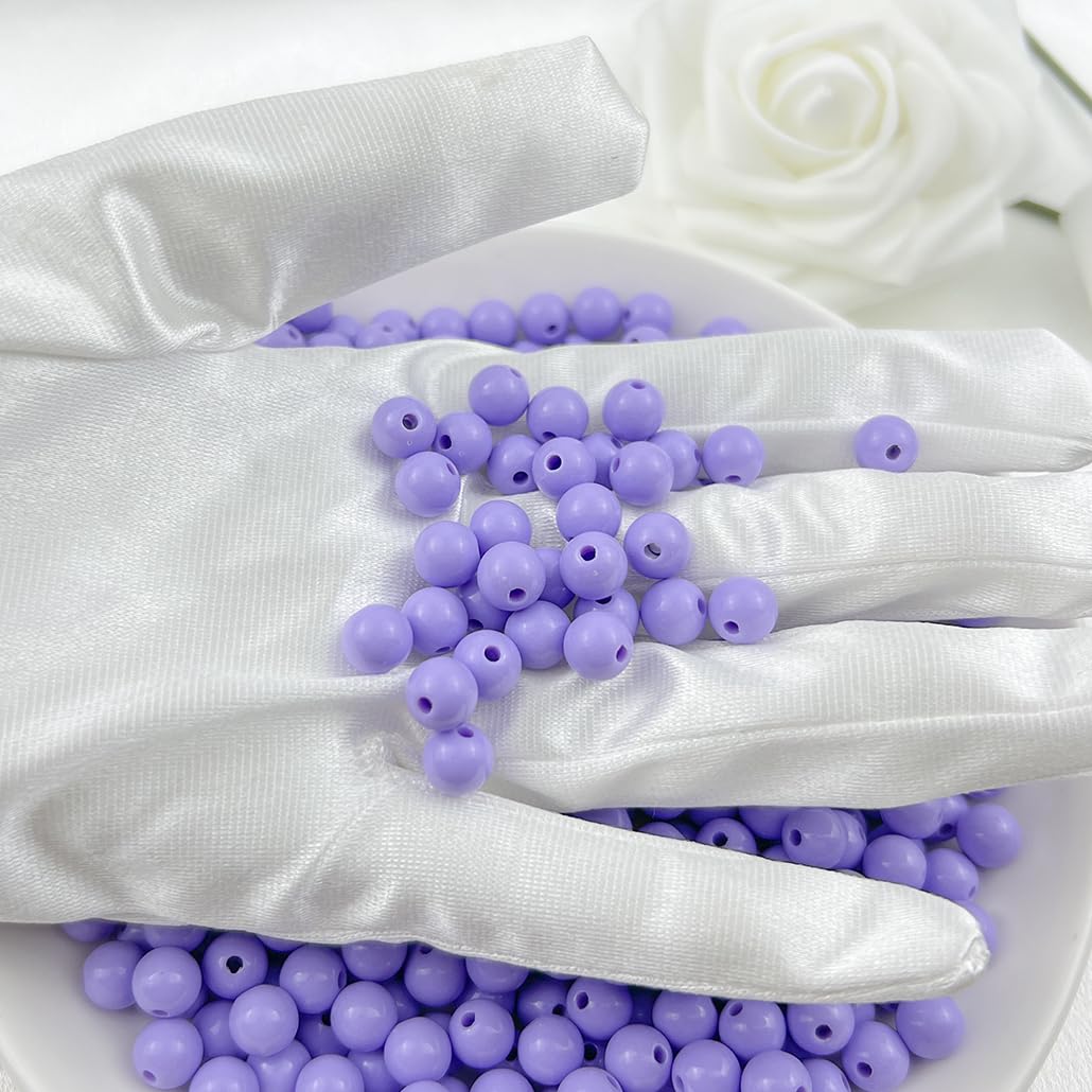 Mulutoo 120Pieces 12MM Acrylic Round Beads Round Acrylic Balls Chunky Beads Smooth Spacer Plastic Pastel Beads Craft Beads for Necklace and Bracelet Making Crafting Supplies(185-light Purple)