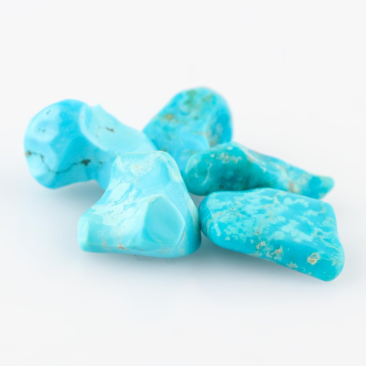 CRYSTALINES 5pcs, Wholesale Genuine Sky Blue Turquoise Gemstones, Assorted Polished Rough Stone, Bulk Loose Supplies for Jewelry Making, Healing Crystals, December Birthstone, Gem Collection