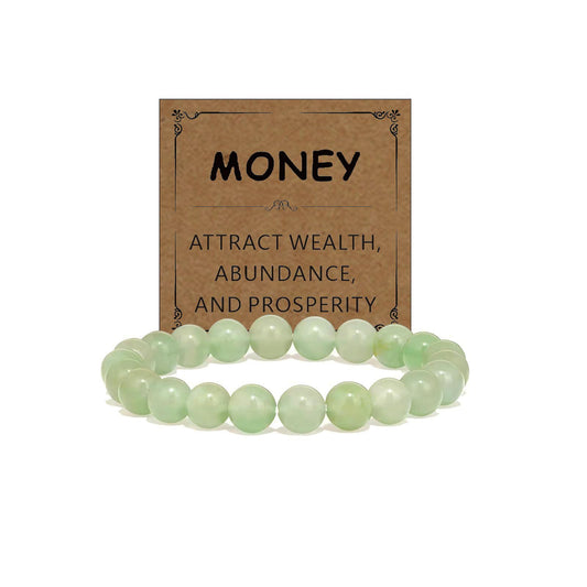 Adjustable Crystal Money Bracelets for Women Aventurine & Tiger-Eye Stone Beaded Bracelet Wealth Attraction Feng Shui Good Luck Elastic Bracelets Natural Healing Protection Jade Spiritual Jewelry (Green)