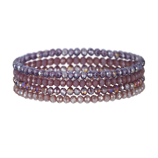Noessla Beaded Boho Stretch Bracelet Colorful Stackable Crystal Beads Bracelets Trendy Costume Jewelry Mothers Day Gifts for Women(Purple)