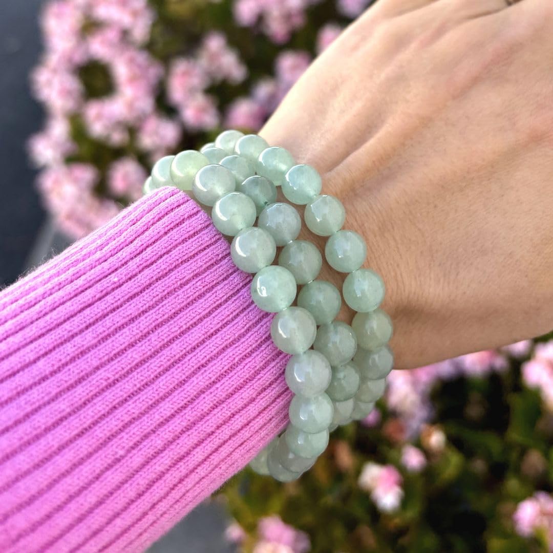 Adabele Real Natural Green Aventurine Gemstone Beaded Bracelet 7 inch Stretch Chakra Healing Crystal Stone Jewelry Women Mom Gift (Unisex) GB8-22