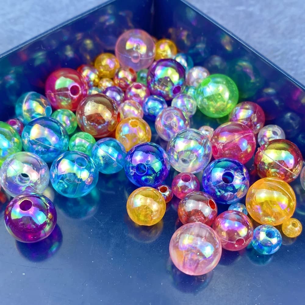 300 Pcs 10mm Acrylic Round Beads AB Colors Round Spacer Beads for Earring Bracelet Necklace Key Chains Jewelry DIY Craft Making(Royal Blue AB)