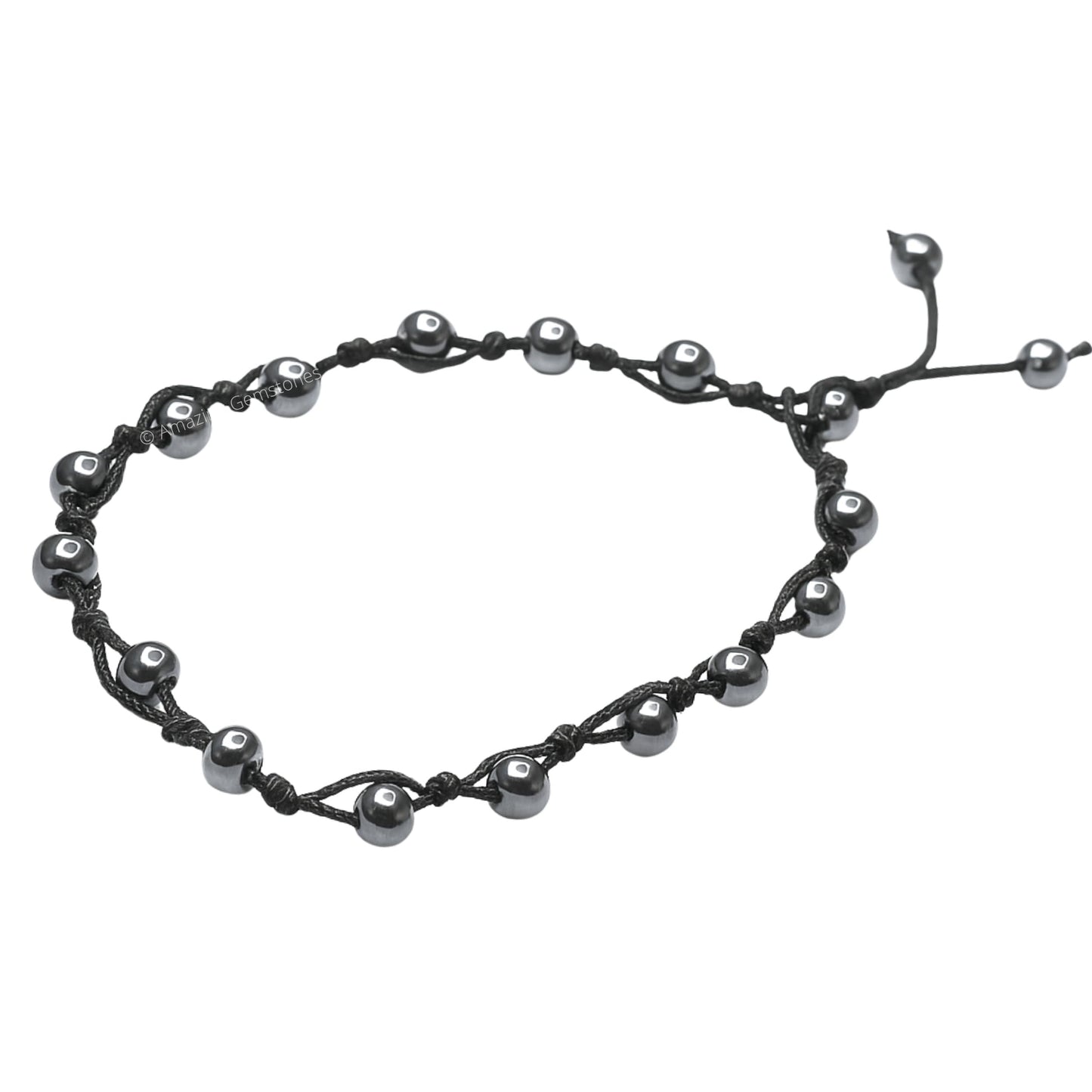 Amazing Gemstone Hematite Anklet Ankle Bracelets for Women - Waterproof Beaded Healing Crystal Anklets, Plus Size Chakra Gemstone Bead Anklet (Stretchy Adjustable - Hand Knotted)