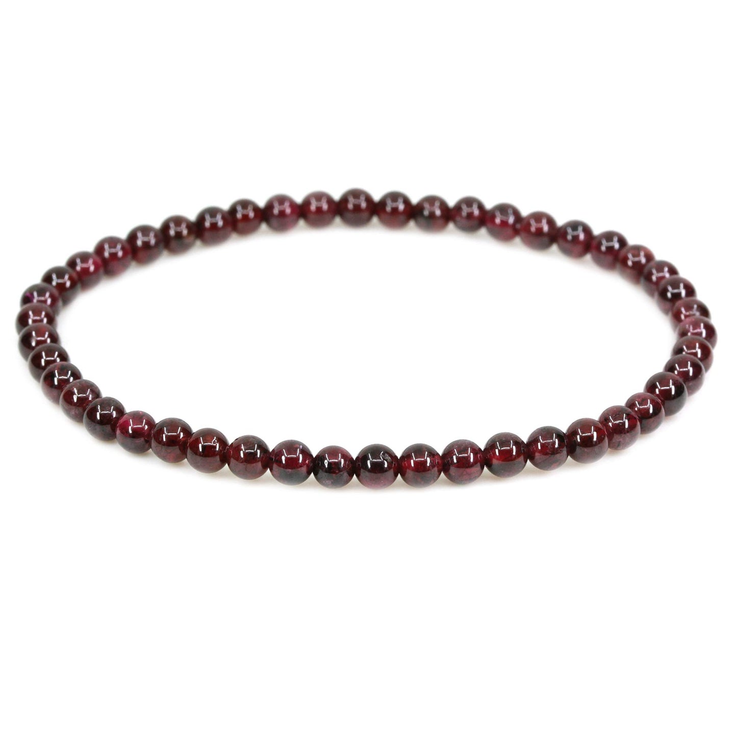 Keleny Natural 4mm Red Garnet Round Beads Gemstones Rock Crystal Stretch Bracelet 7 Inch Unisex