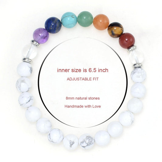 Ayriwoyi Chakra Bracelet for Women Healing Crystal Bracelet White Turquoise Beaded Stone Spiritual energy Bracelet For Women Crystals And Healing Stones