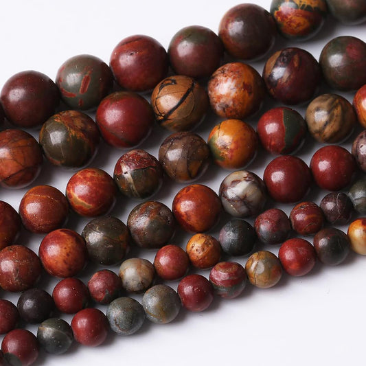60PCS 6MM Natural Picasso Jasper Round Loose Stone Beads for Jewelry Making DIY Energy Stone Healing Power Bracelet 15"
