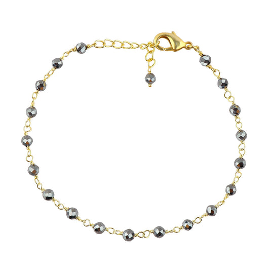 CRYSTALINES Natural Teraherts Gemstones Rosary Bracelet, Handmade Gold Plated Jewelry, Wire-Wrapped, Beaded Rosary Chain, Healing Crystals, Women Bracelet, Adjustable Chain, 7+1inch, A Grade