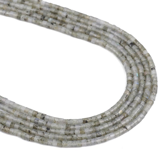 BEADIA Natural Spectrolite Spacer Beads Caps Flat Round Loose Beads for Beading Jewelry Making 3mmx2mm 38cm