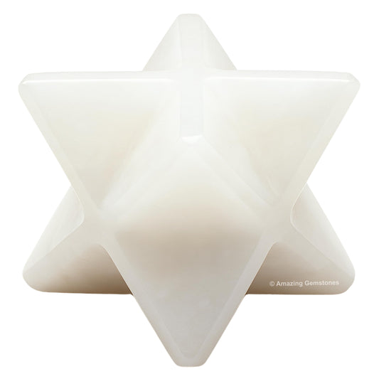 Amazing Gemstone Snow Quartz Merkaba Crystal - 0.75 Inches Metaphysical Merkaba Star for Meditation - Energetic Tetrahedron Crystal and Healing Stones and Healing (15-20mm)